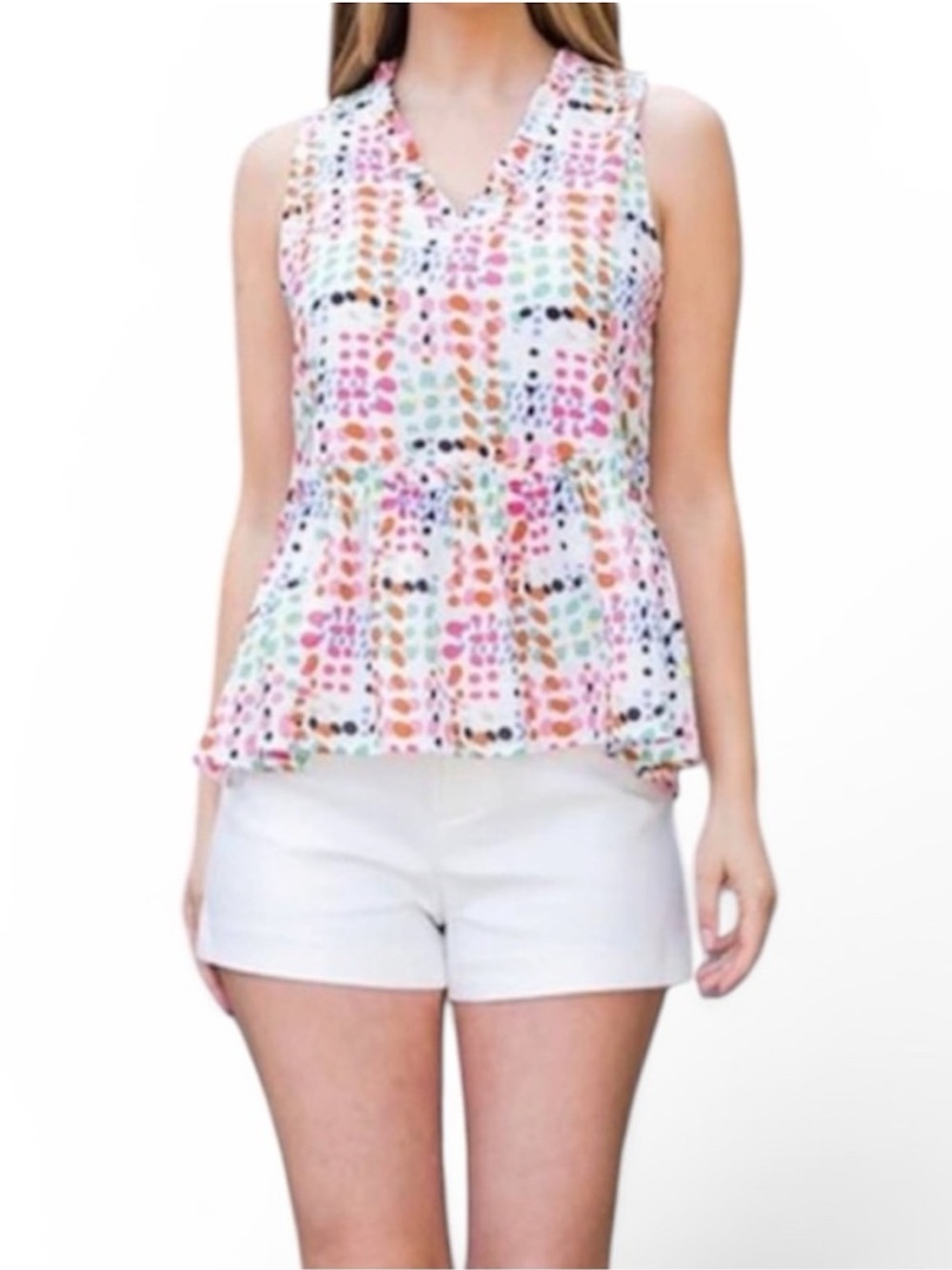 Anthropologie THML Multicolor Dotted Peplum Tank Top - Size Small